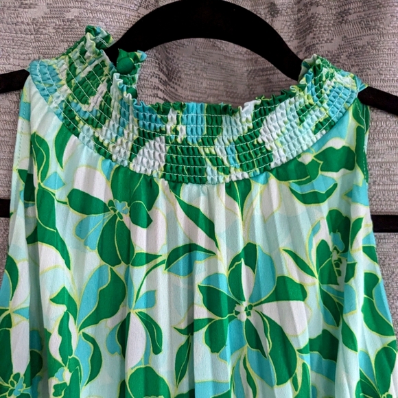 Halogen Floral Pleated Sharkbite Hem Midi Dress - Picture 6 of 9